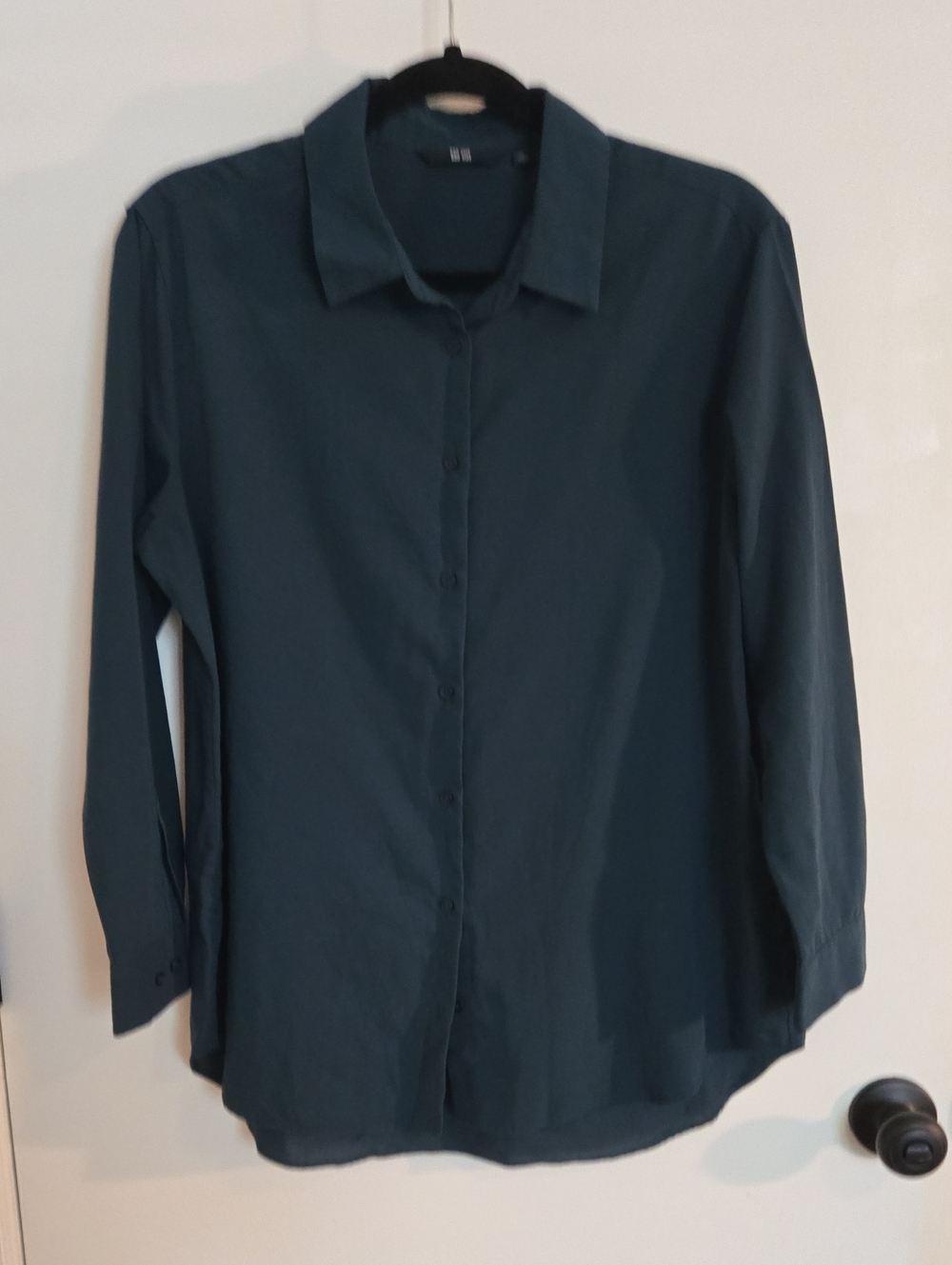 Uniqlo Dark Teal Button-Up Blouse Size XL
